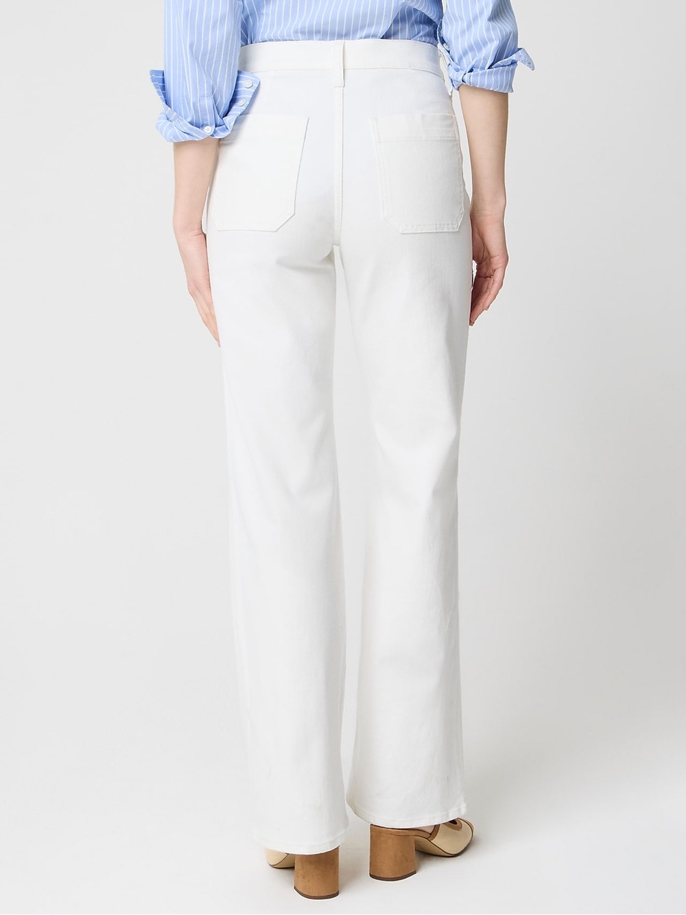 J Crew Fac NWT Slim Wide Leg Sailor Jeans Size 32 All Day Stretch Seashell White - Picture 3 of 14